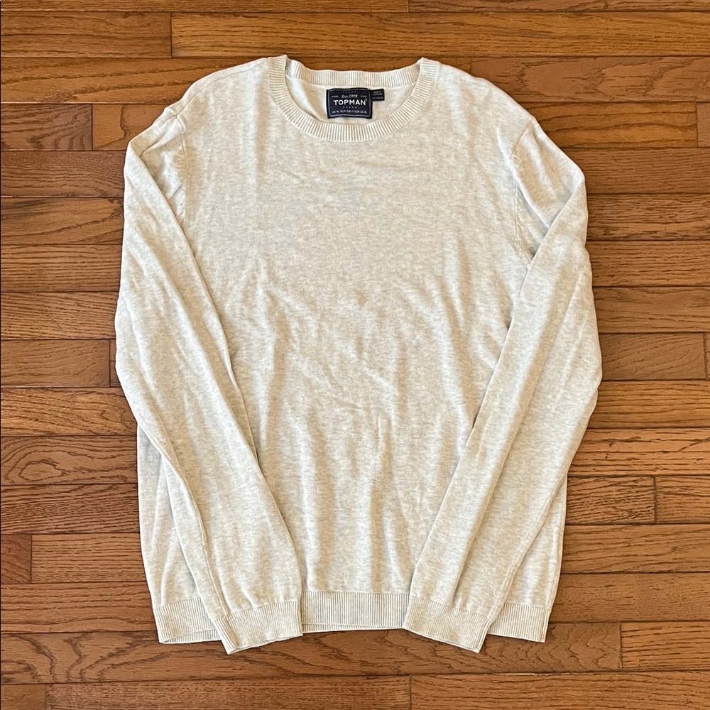 Topman Men's Light Gray Cotton Crewneck Sweater